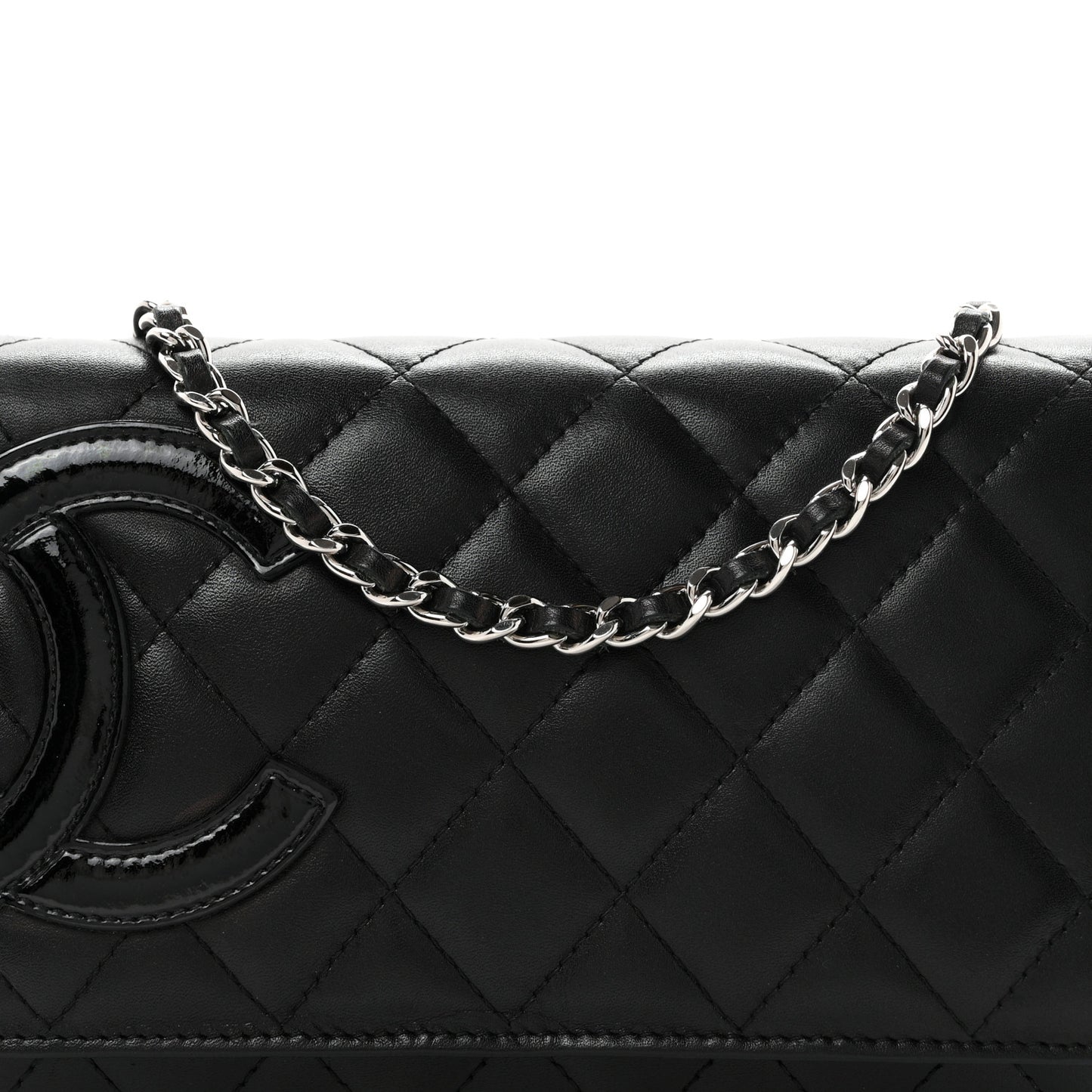 Calfskin Quilted Cambon Wallet on Chain WOC Black