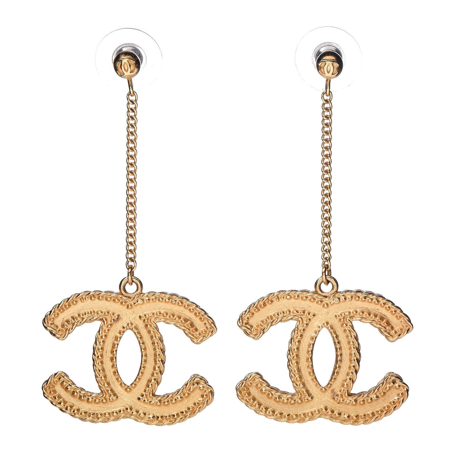 CC Drop Earrings Matte Gold