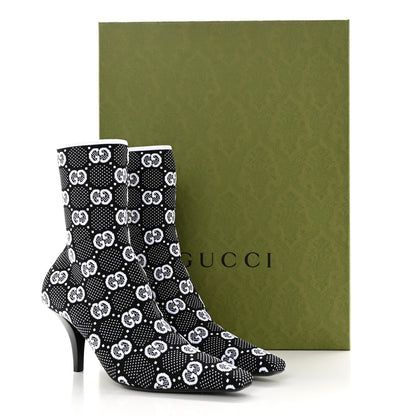 Gucci Technical Jersey Knit GG Monogram Square G 75mm Ankle Boots 37.5 Black Great White 11 of 11