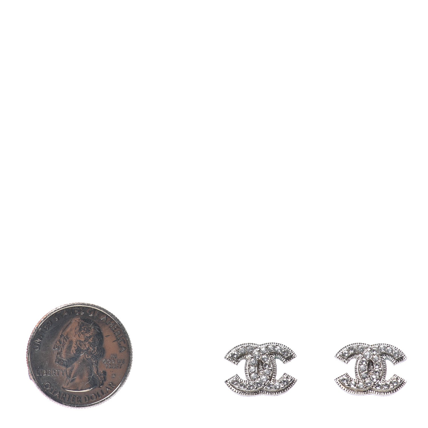 Chanel Crystal Mini CC Earrings Silver 2 of 3