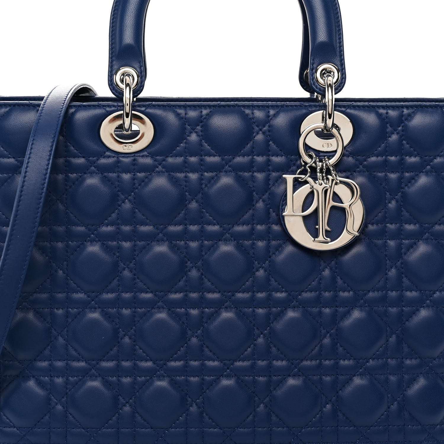 Christian Dior Lambskin Cannage Large Lady Dior Royal Blue 8 of 10