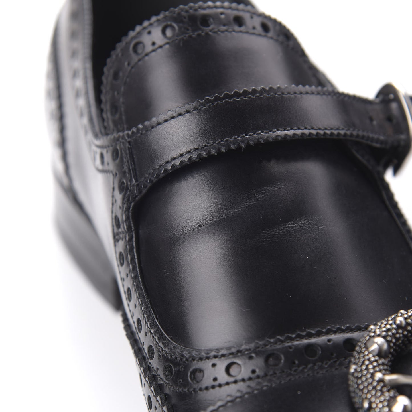 Calfskin Bee Embroidered Mens Queercore Brogue Wingtip Monk Strap Loafers 9 Black