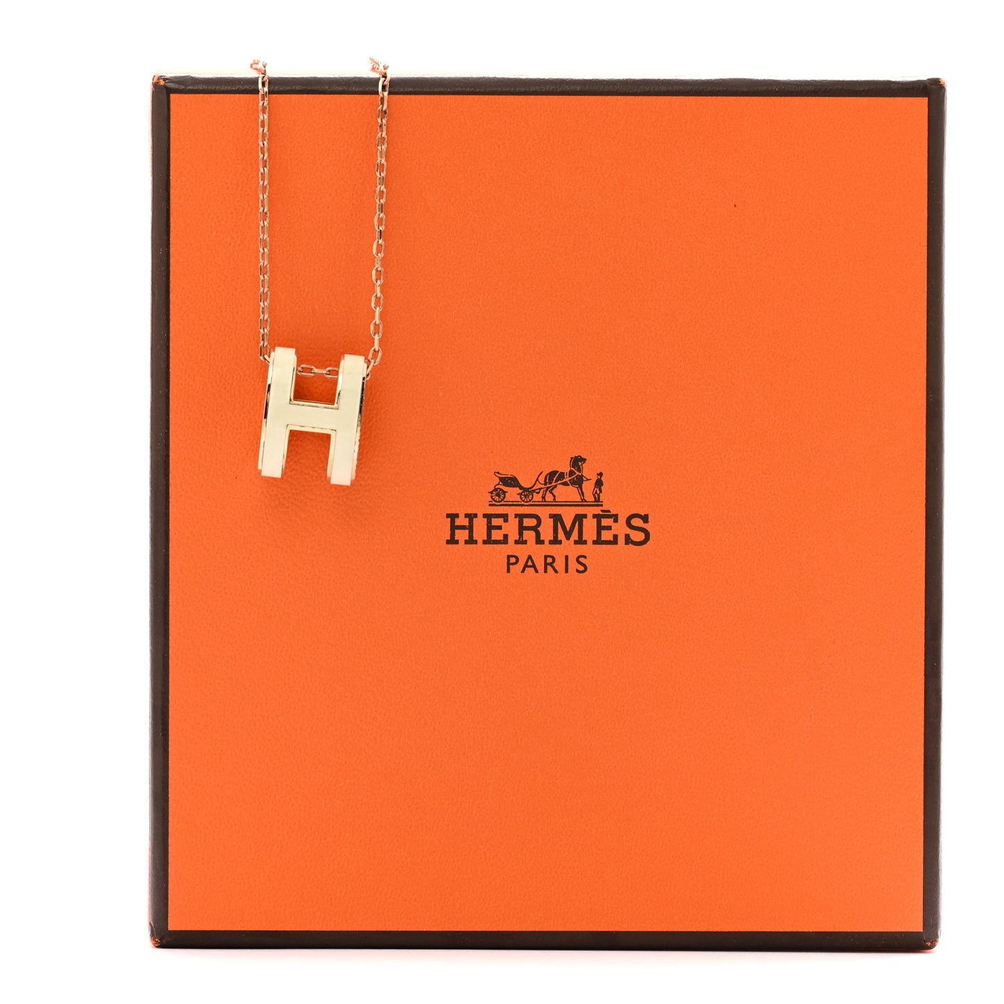 Lacquered Rose Gold Pop H Pendant Necklace White