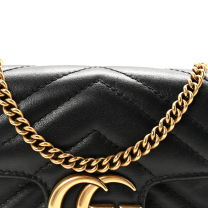 Gucci Calfskin Matelasse Super Mini GG Marmont Shoulder Bag Black 8 of 11