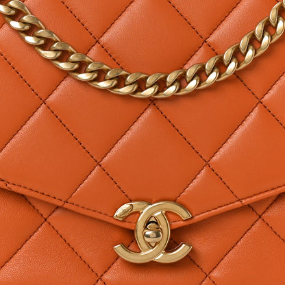 Chanel Calfskin Quilted Top Handle Flap Orange 8 of 10