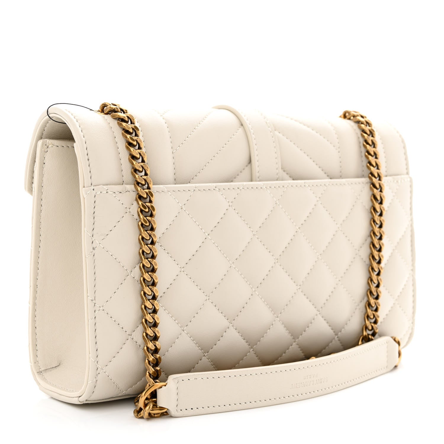 Saint Laurent Nappa Mixed Matelasse Triquilt Small Monogram Satchel Vintage White 3 of 10