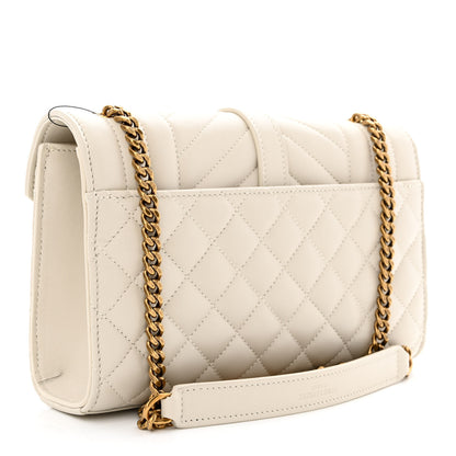 Saint Laurent Nappa Mixed Matelasse Triquilt Small Monogram Satchel Vintage White 3 of 10