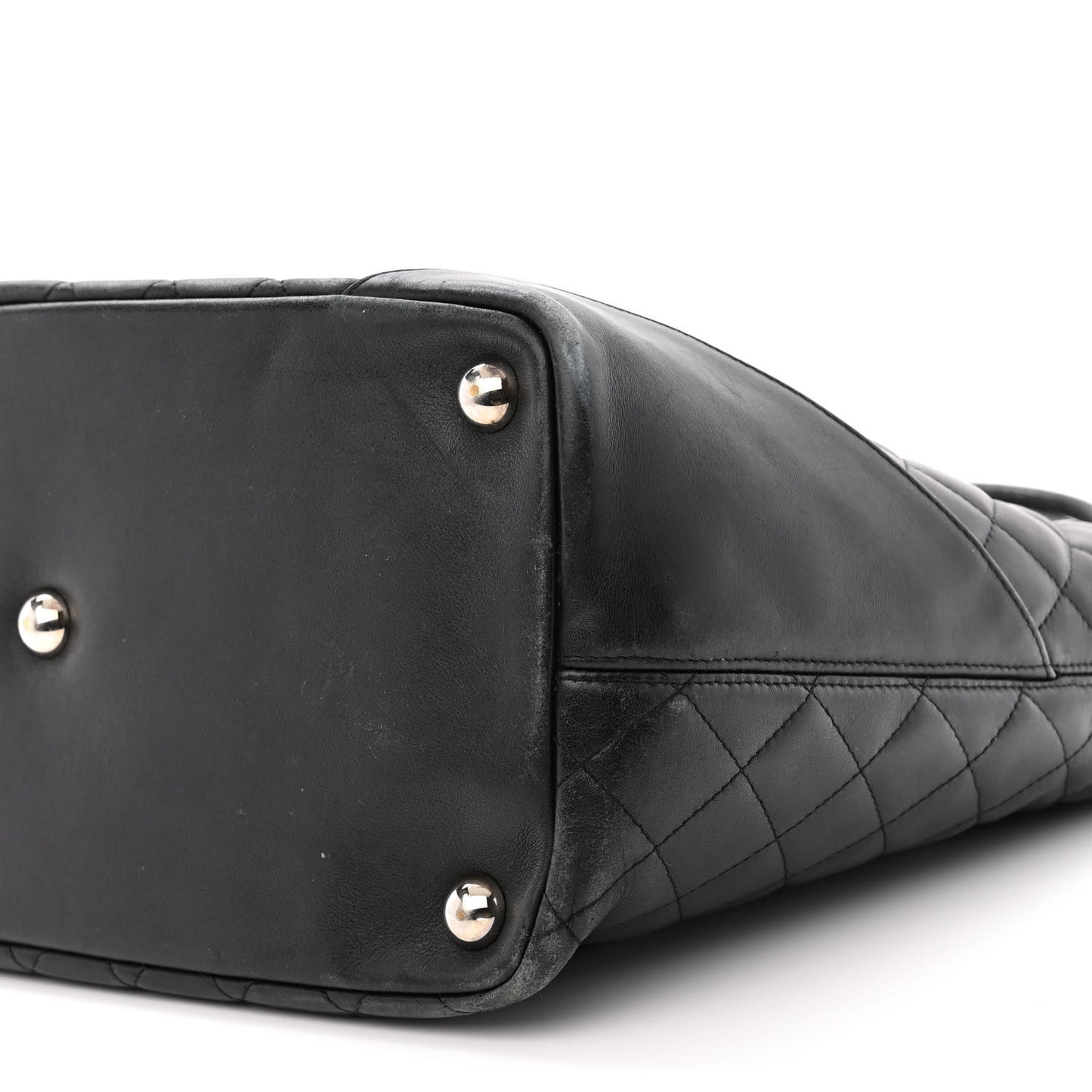 Calfskin Quilted Large Cambon Tote Black