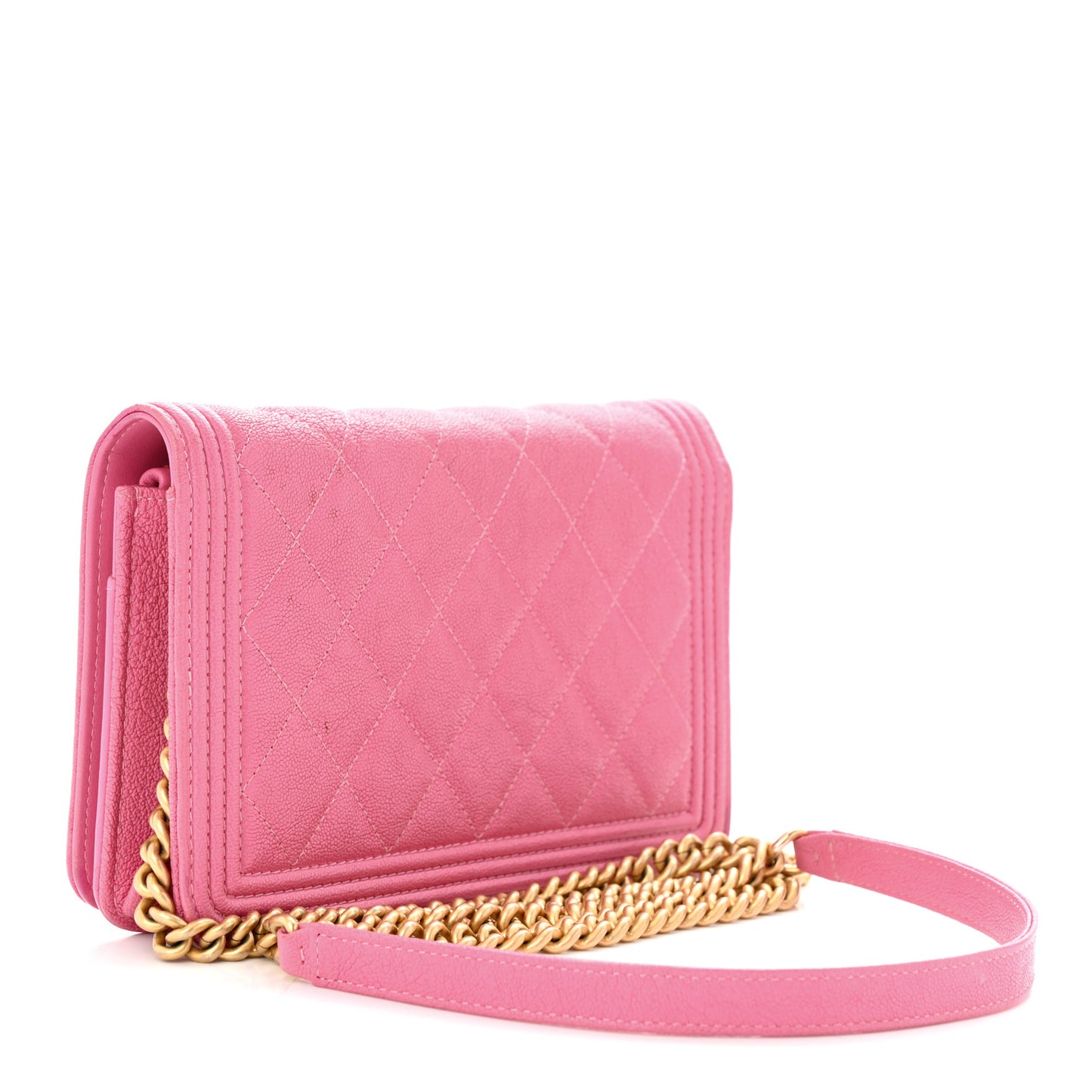 Caviar Quilted Boy Wallet On Chain WOC Pink