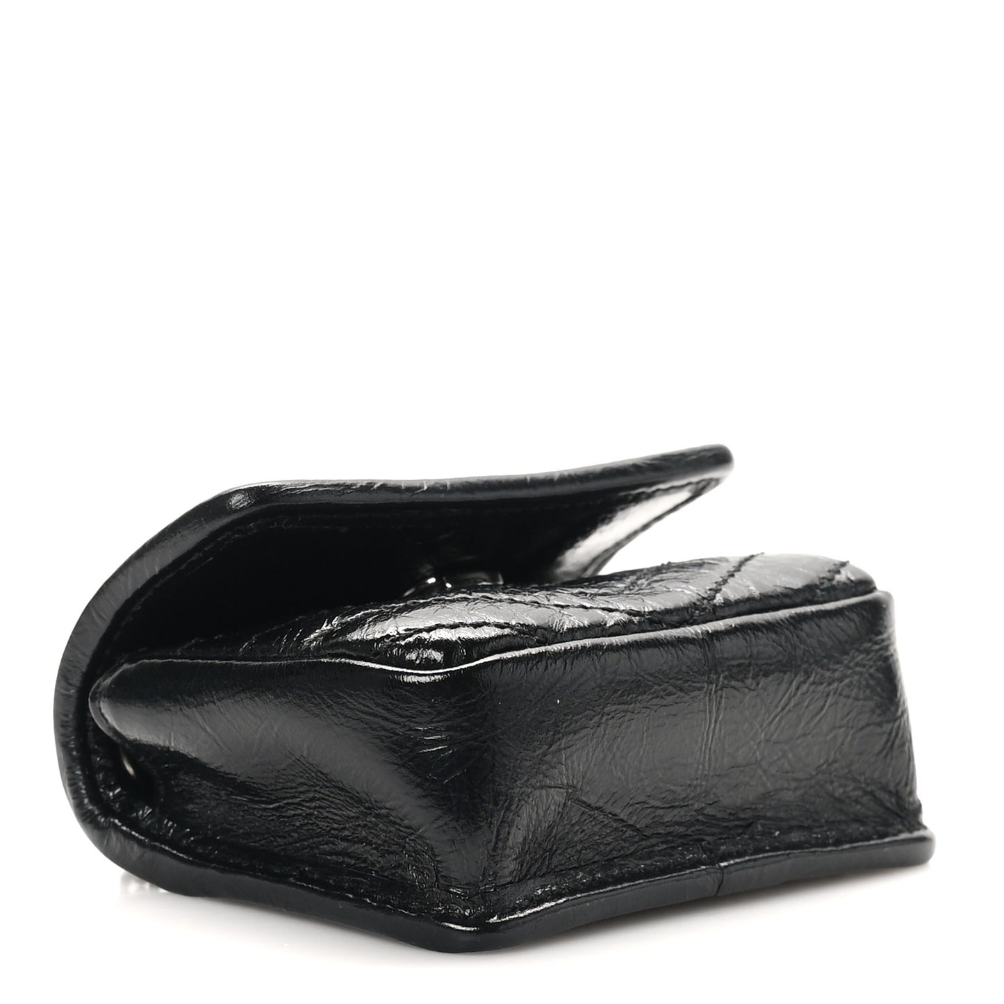 Crinkled Calfskin Matelasse Monogram Niki Airpods Holder Micro Bag Black