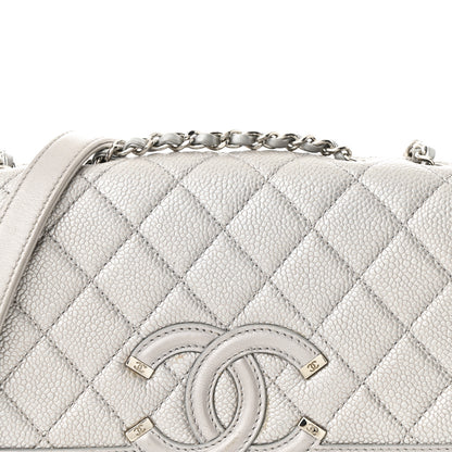 Chanel Metallic Caviar Quilted Small CC Filigree Flap Silver 8 of 12