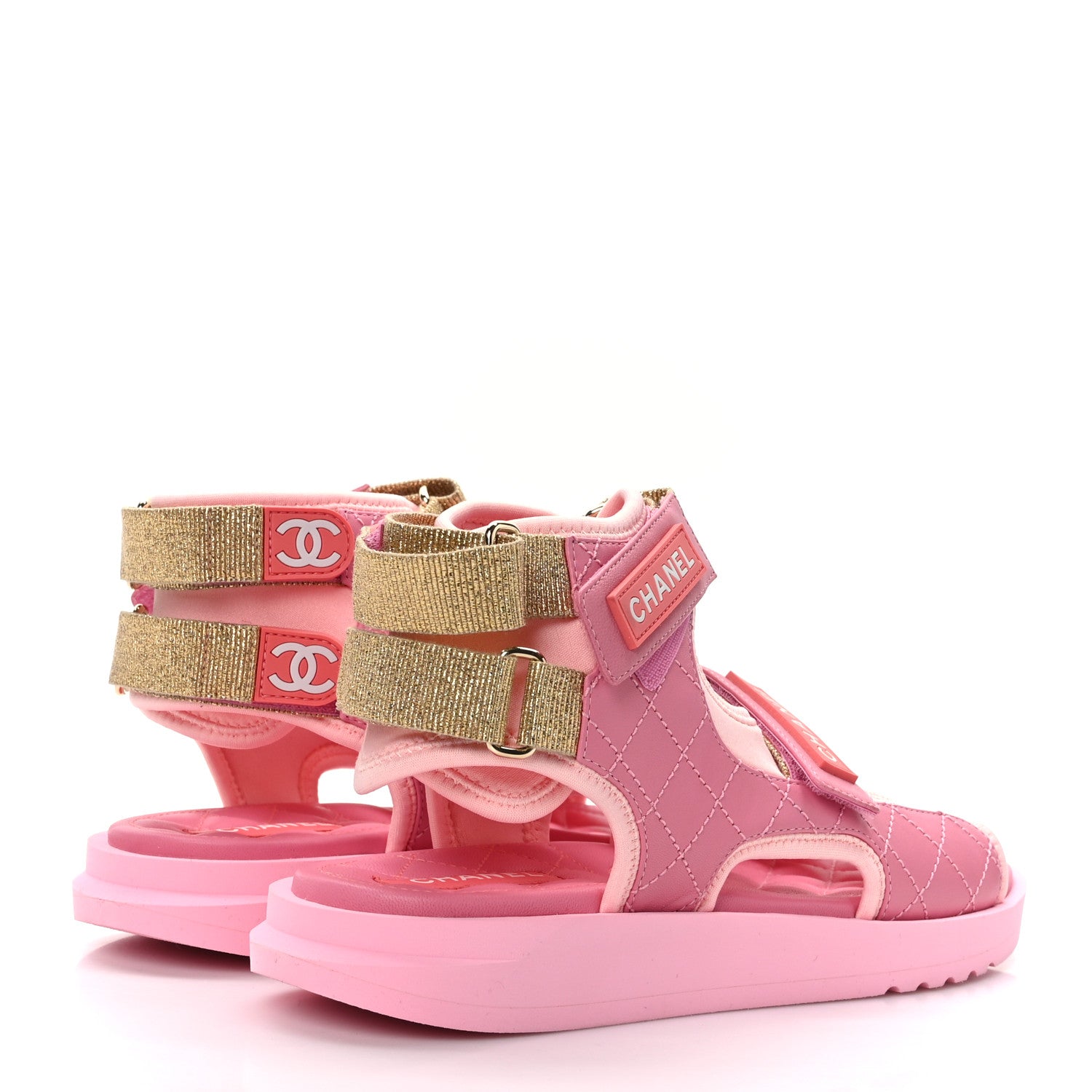 Chanel Goatskin Fabric Gladiator Sandals 37.5 Pink 4 of 8