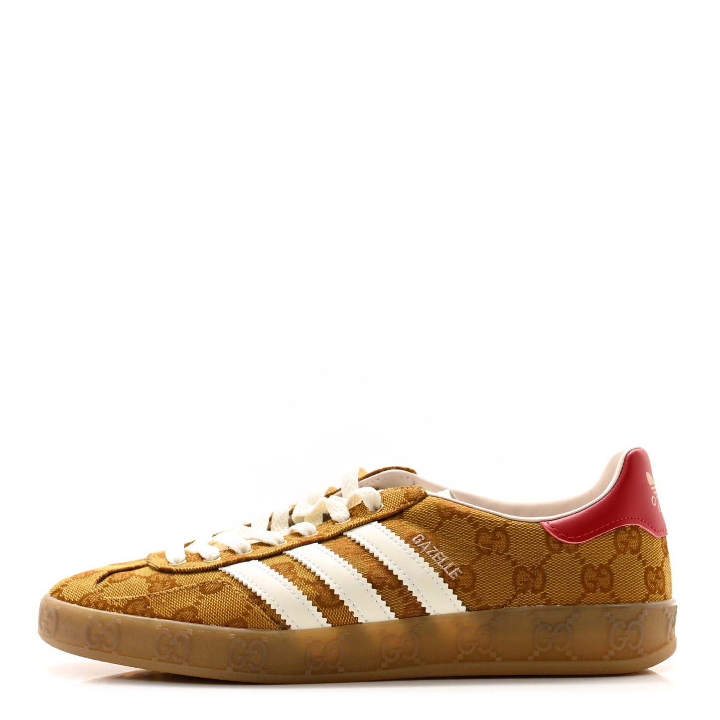 X ADIDAS Vintage GG Monogram Mens Gazelle Sneakers 7.5 Mid Natural Nut Off White
