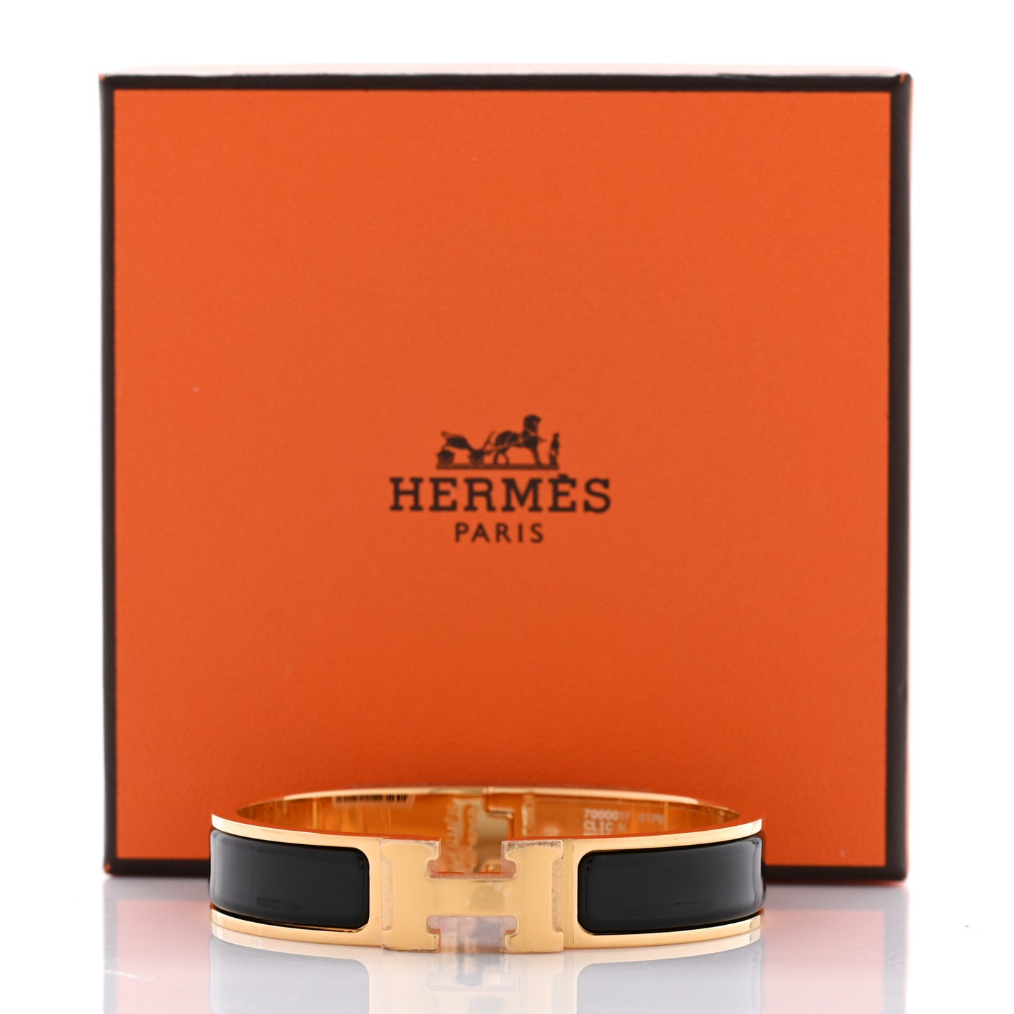 Enamel Narrow Clic Clac H Bracelet PM Black