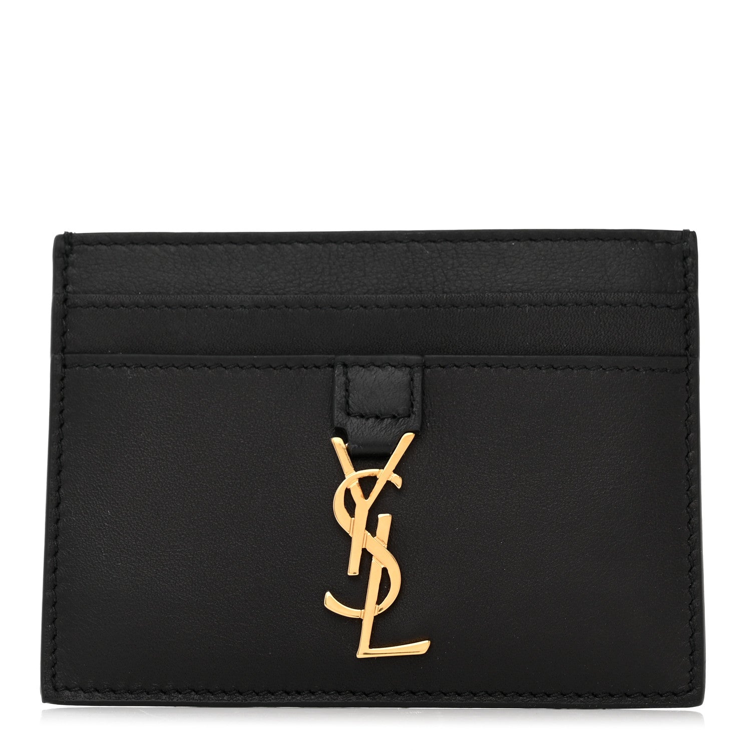 Saint Laurent Calfskin Monogram Card Case Black 1 of 7