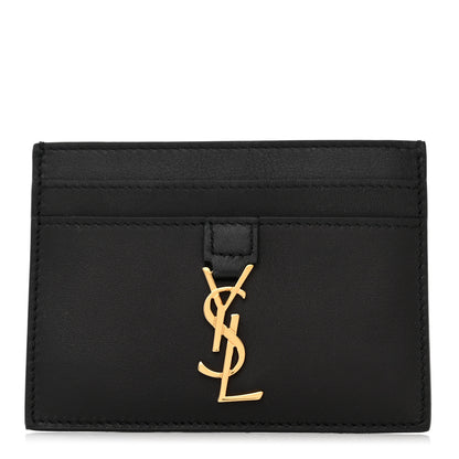 Saint Laurent Calfskin Monogram Card Case Black 1 of 7