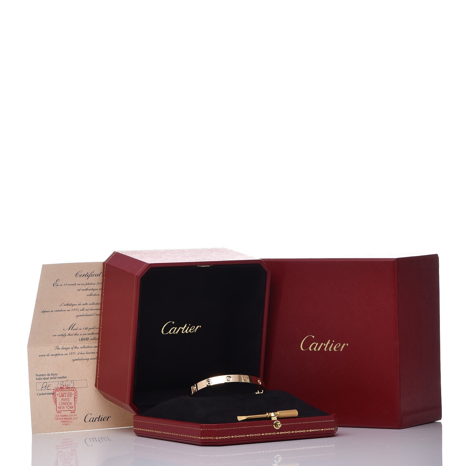 Cartier 18K Yellow Gold 4 Diamond LOVE Bracelet 18 5 of 5