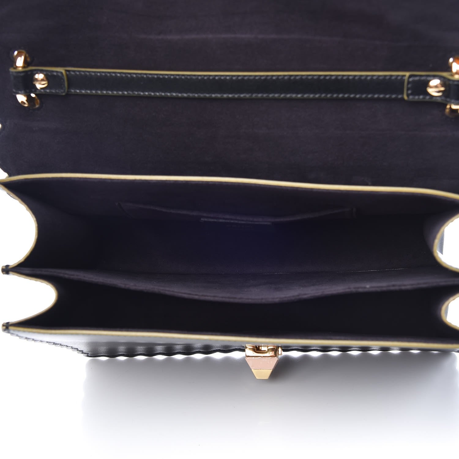 Fendi Vitello Liberty Scalloped Studded Kan I Shoulder Bag Black 6 of 8
