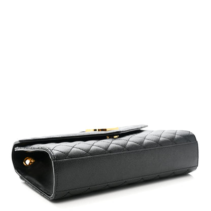 Saint Laurent Grain De Poudre Textured Mixed Matelasse Triquilt Medium Monogram Satchel Black 4 of 11