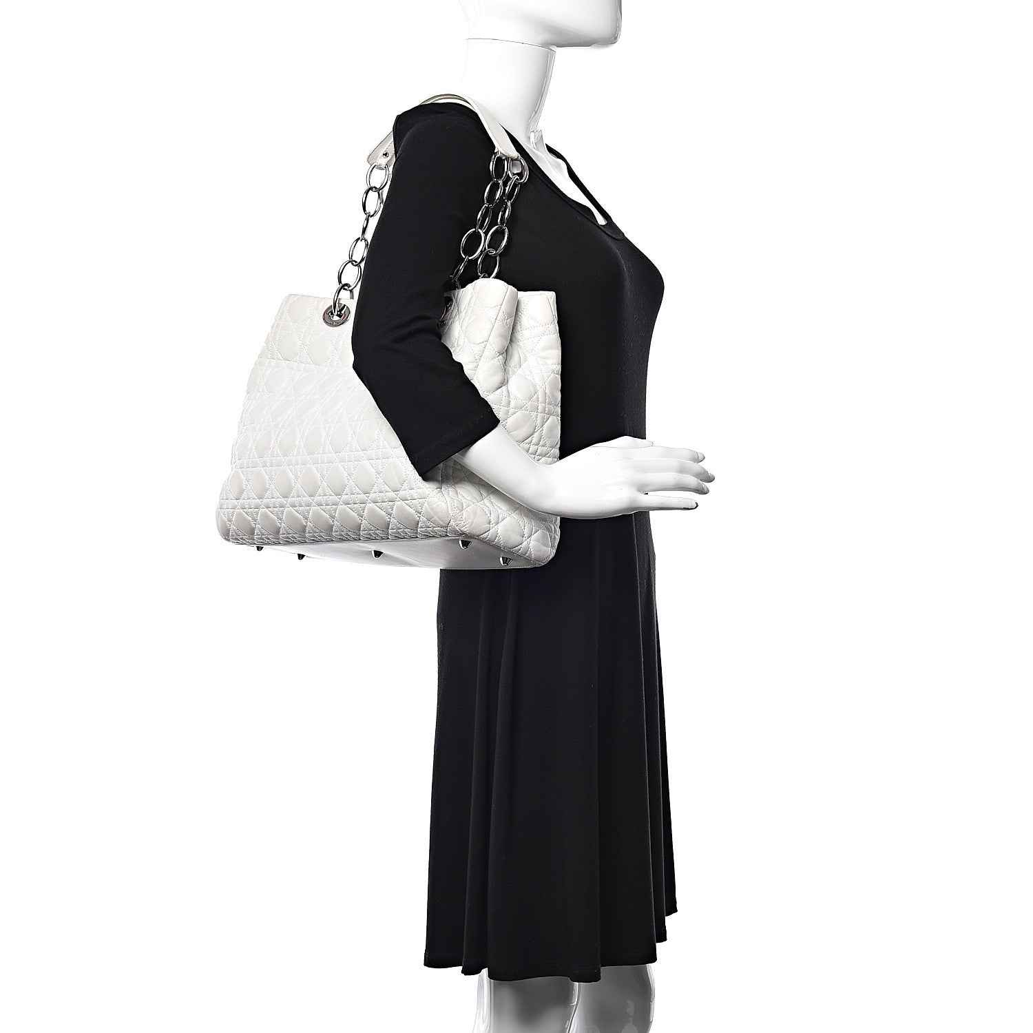 Christian Dior Lambskin Cannage Large Dior Soft Shopping Tote White 2 of 26