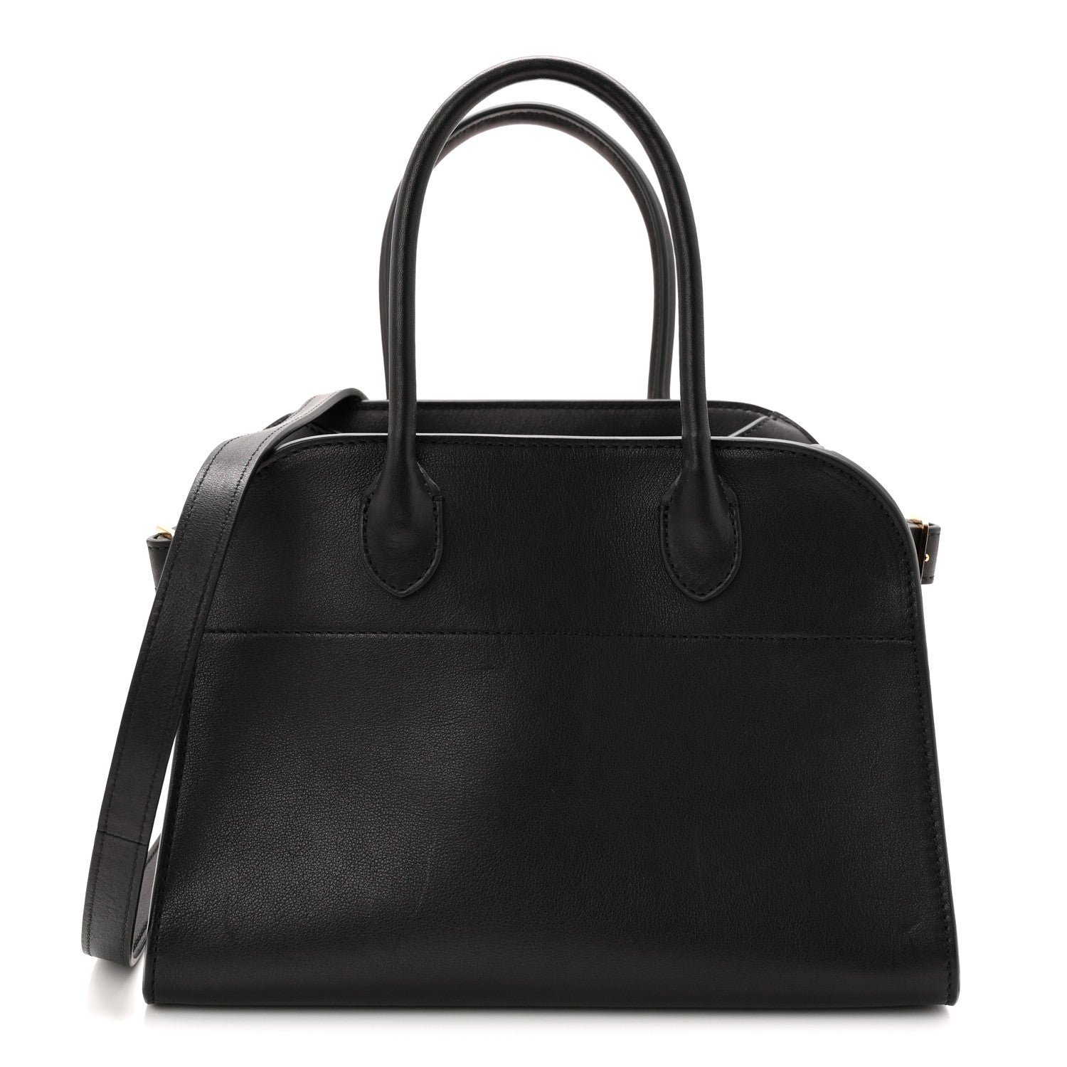 The Row Polished Saddle Calfskin Soft Margaux 10 Bag Black 1 of 9
