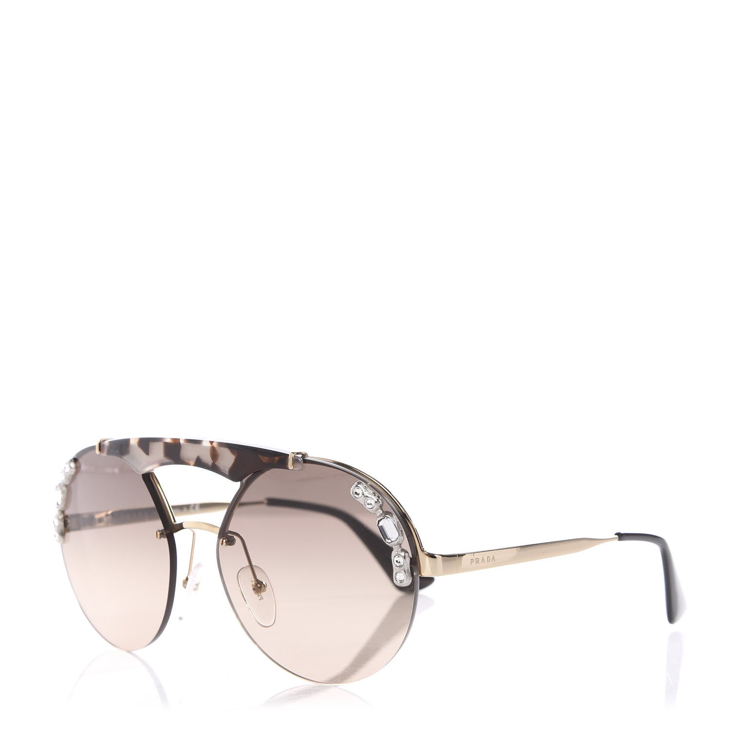 Prada Crystal Ornate Sunglasses SPR52U Havana 1 of 8