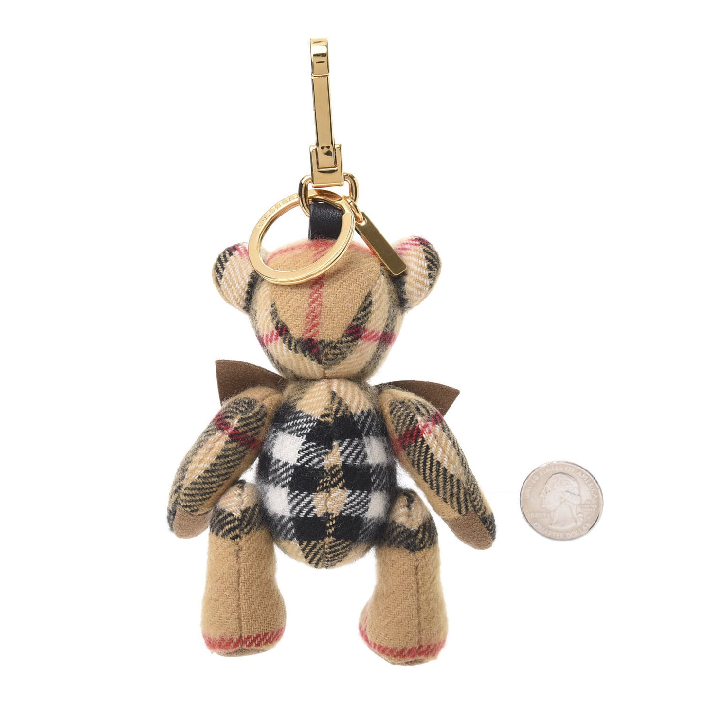 Cashmere Vintage Check Thomas Bear Bag Charm Antique Yellow