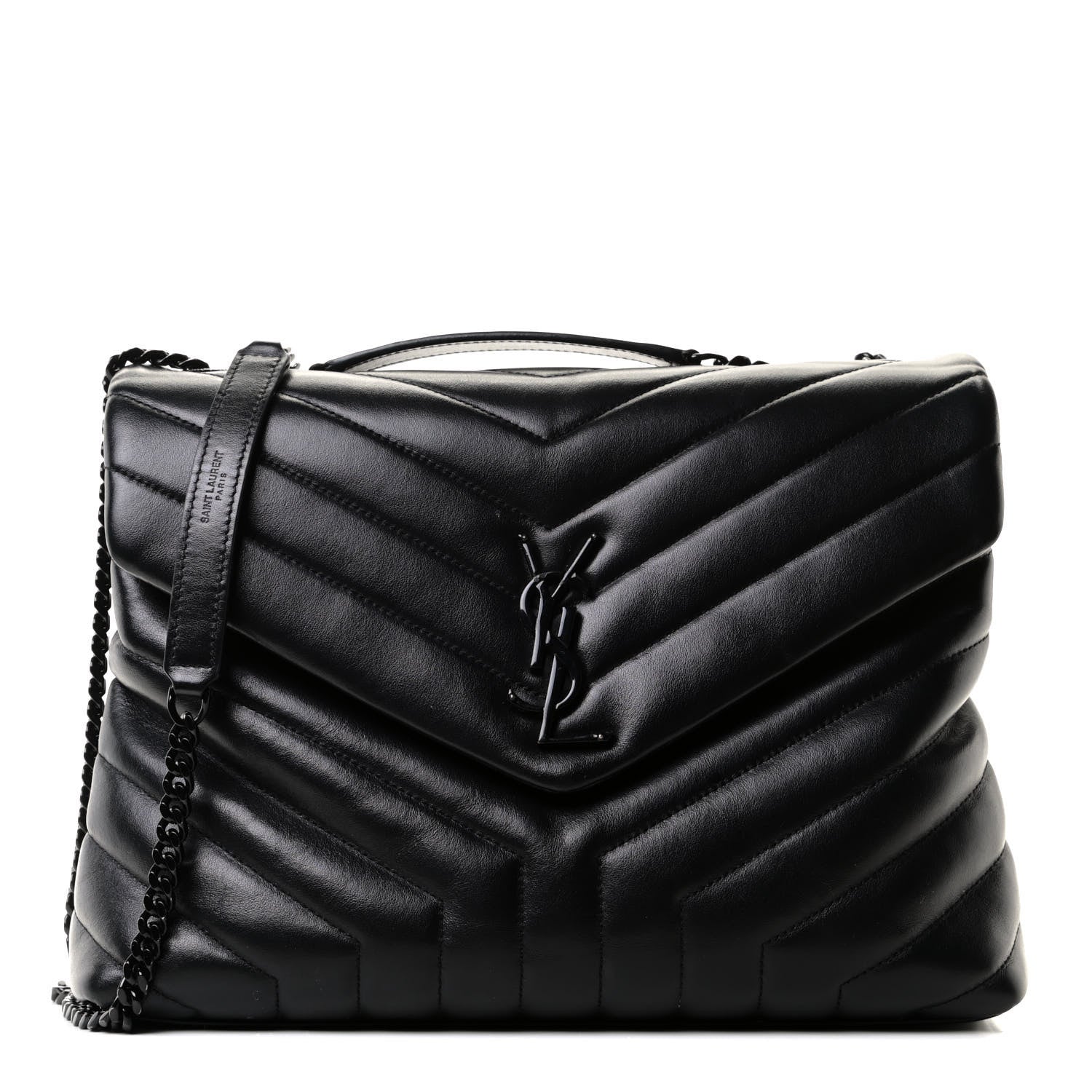 Saint Laurent Calfskin Y Quilted Monogram Medium Loulou Chain Satchel Black 1 of 12