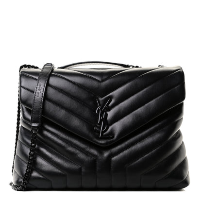 Saint Laurent Calfskin Y Quilted Monogram Medium Loulou Chain Satchel Black 1 of 12