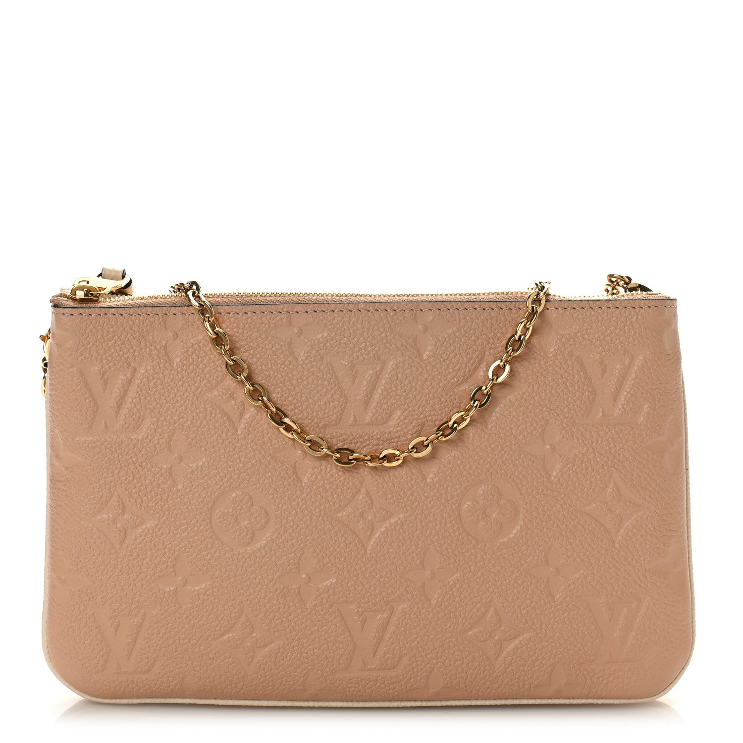 Louis Vuitton Empreinte Double Zip Pochette Beige Rose Creme 1 of 10
