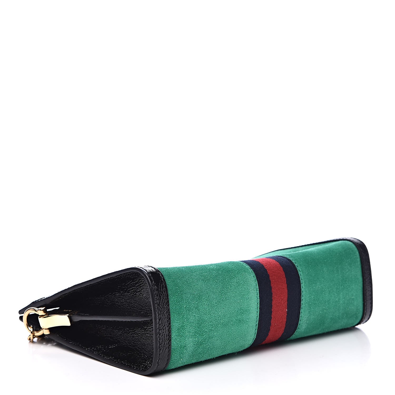 Gucci Suede Patent Web Small Ophidia Chain Shoulder Bag New Shamarock Black 4 of 11