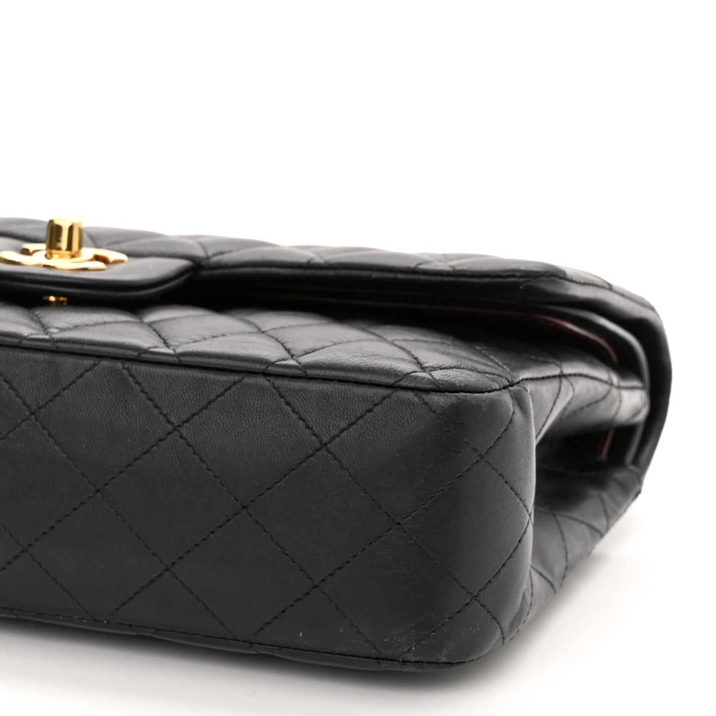 Lambskin Quilted Medium Double Flap Black