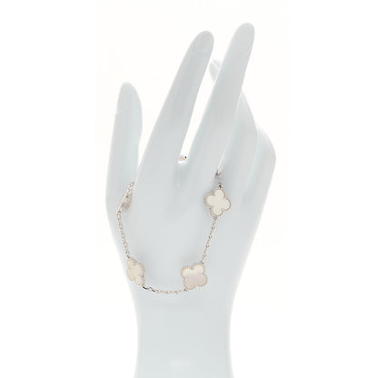 Van Cleef & Arpels 18K White Gold Mother of Pearl 5 Motifs Vintage Alhambra Bracelet 2 of 5