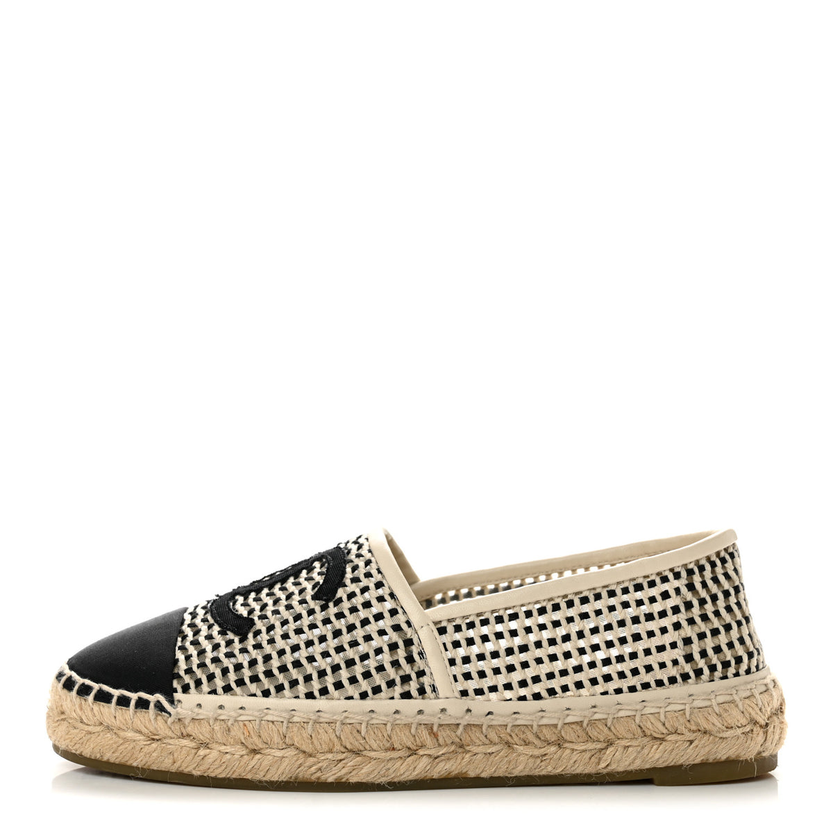 Chanel Mesh Grosgrain CC Espadrilles 36 Beige Black 1 of 12