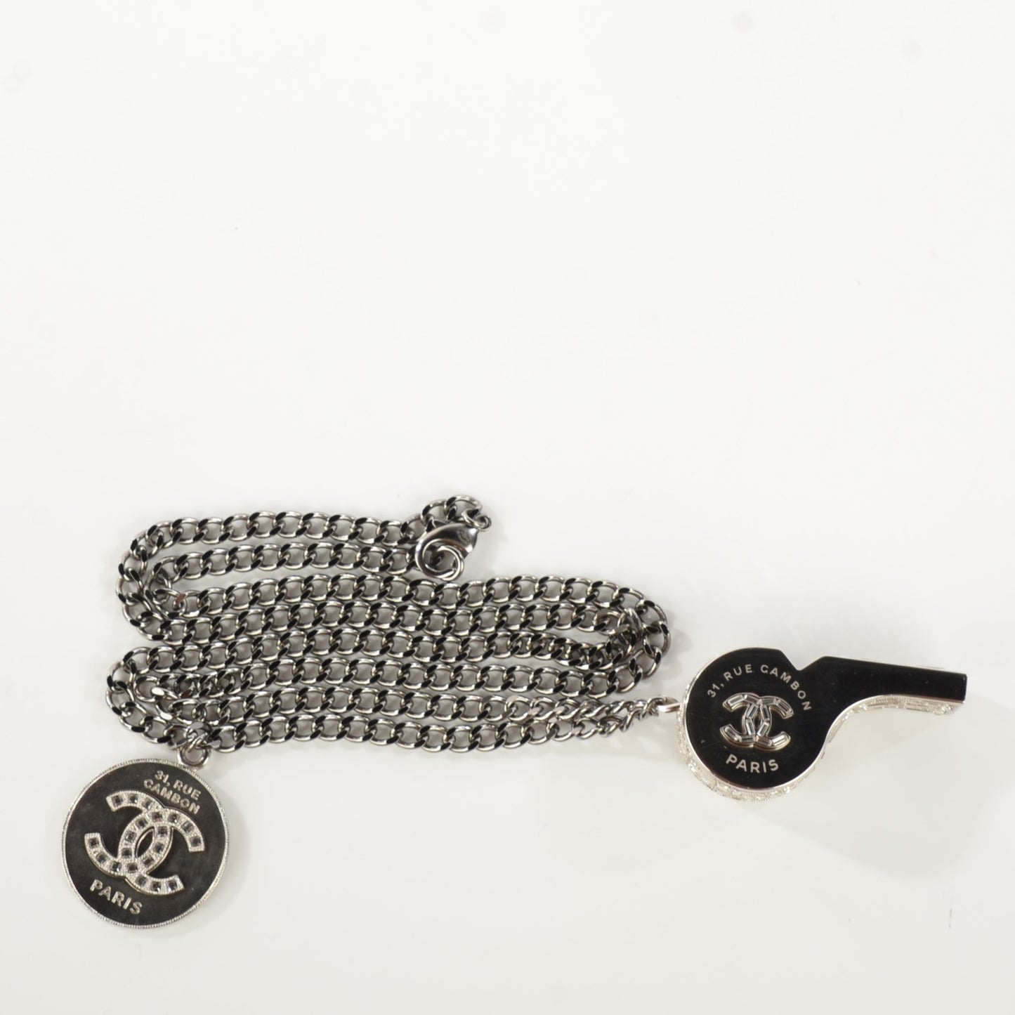 Crystal CC Whistle Pendant Necklace