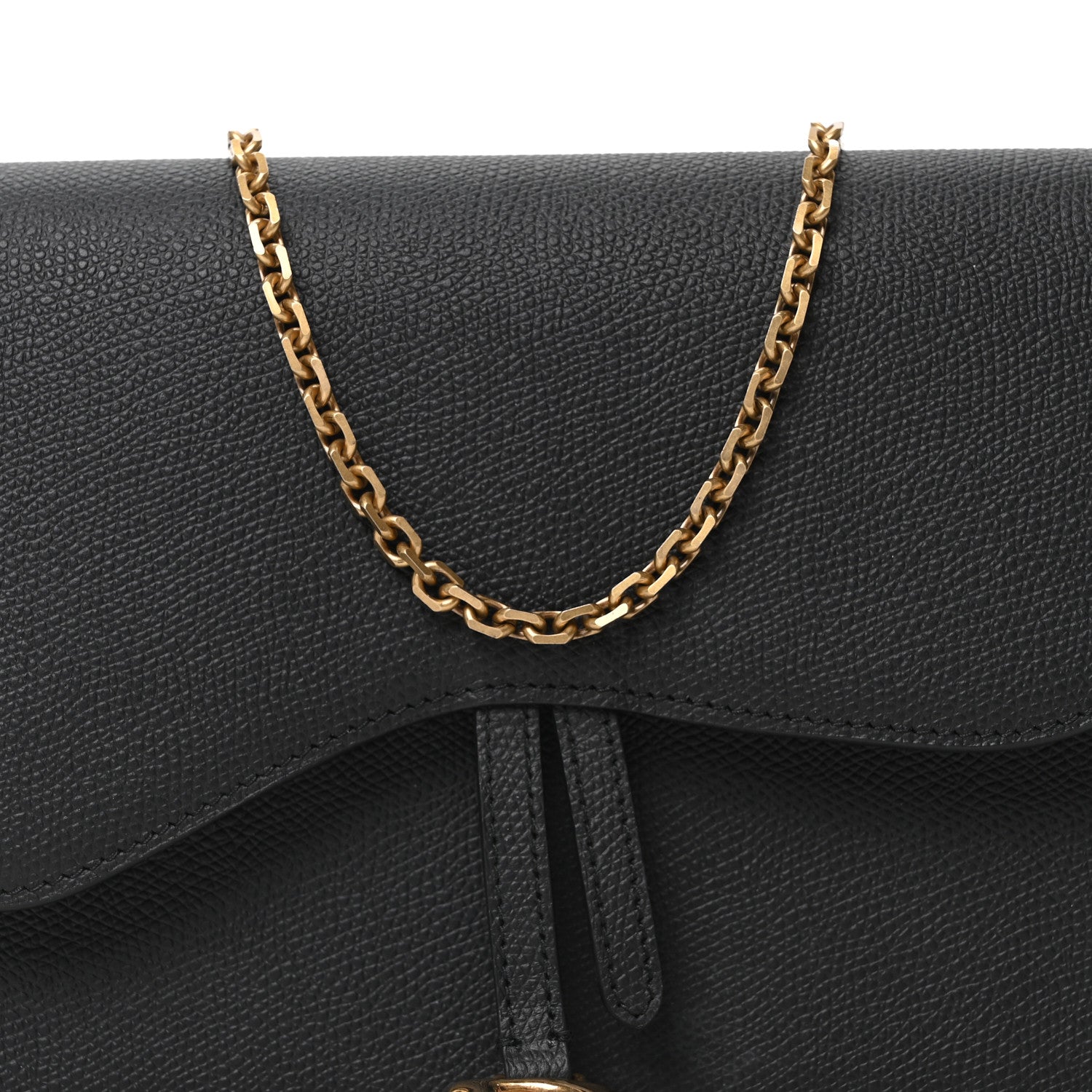 Christian Dior Grained Calfskin Saddle Chain Pouch Black 7 of 9