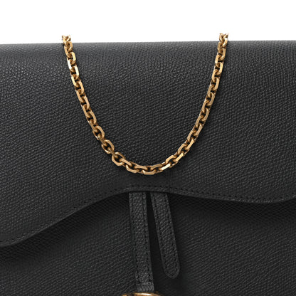 Christian Dior Grained Calfskin Saddle Chain Pouch Black 7 of 9