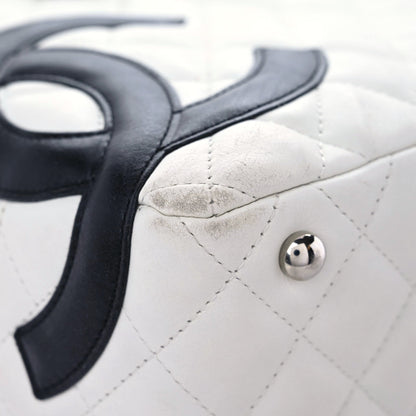 Chanel Calfskin Quilted Large Cambon Bowler White Black 5 of 24