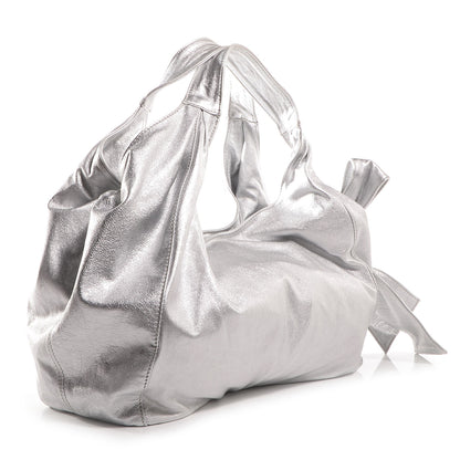 Valentino Garavani Metallic Nappa Large Nuage Bow Hobo Silver 3 of 8