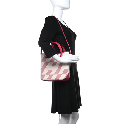 Hermes Swift Toile H Cabas H En Biais 27 Ecru Framboise 2 of 9