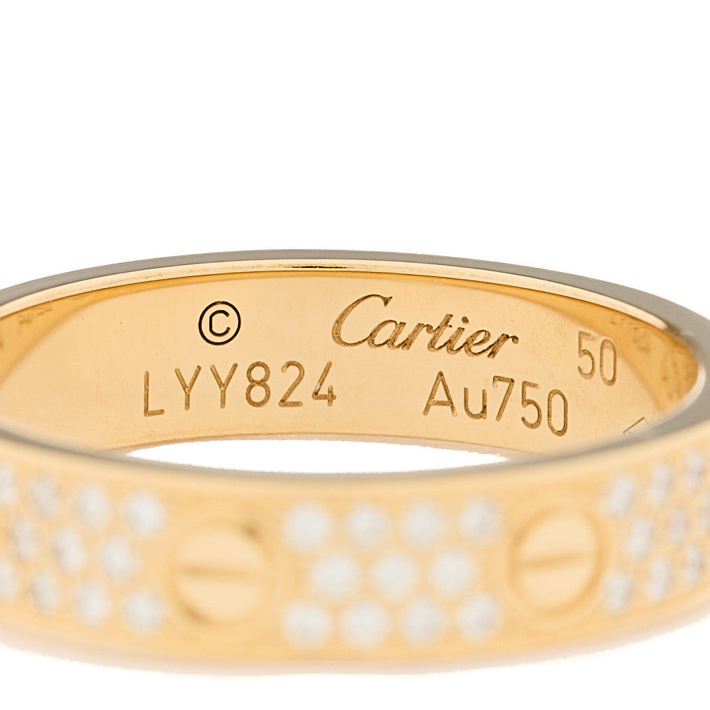 18K Yellow Gold Diamond 4mm LOVE Wedding Paved Band Ring 50 5.25