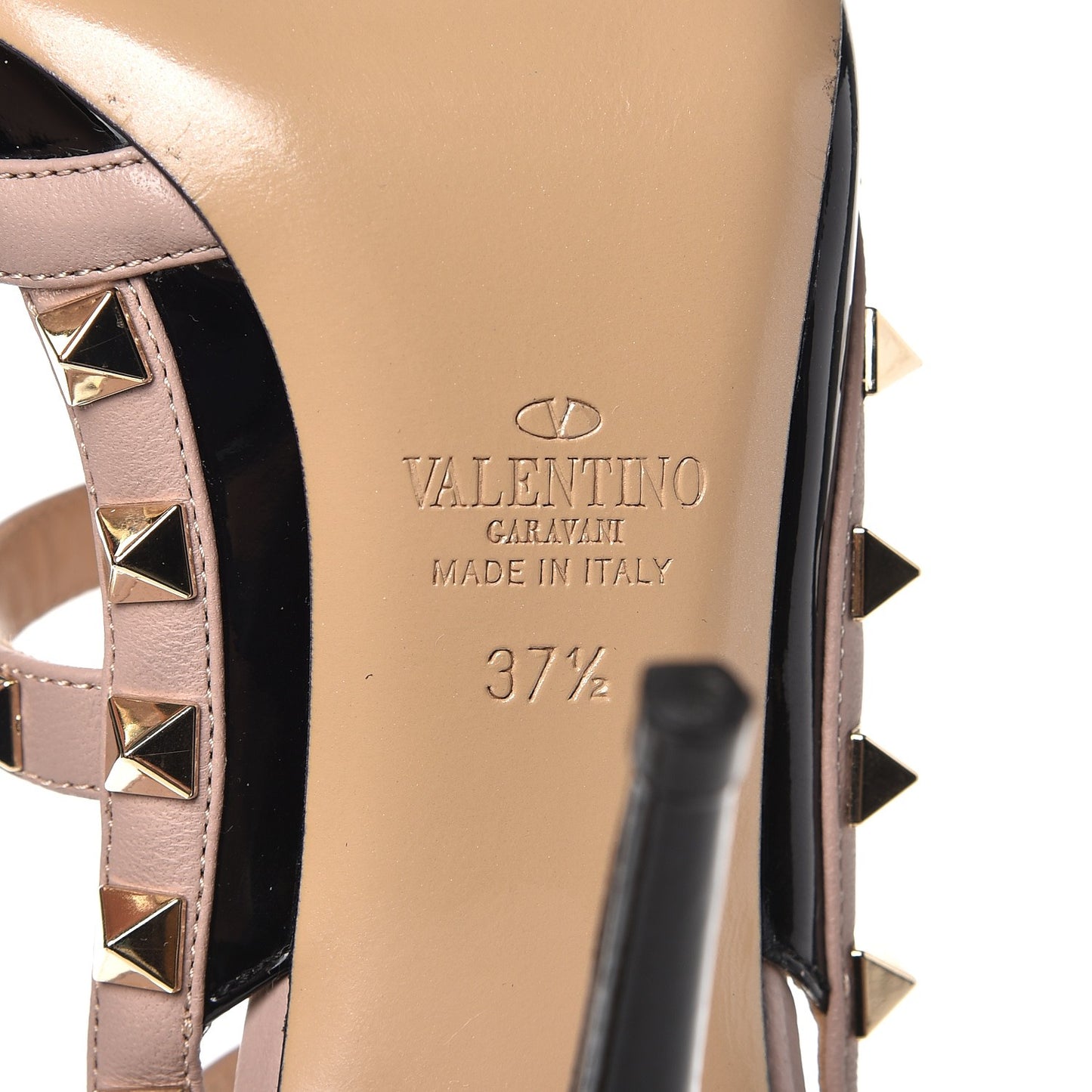 Patent Nappa Rockstud Ankle Strap 100mm Pumps 37.5 Black Poudre