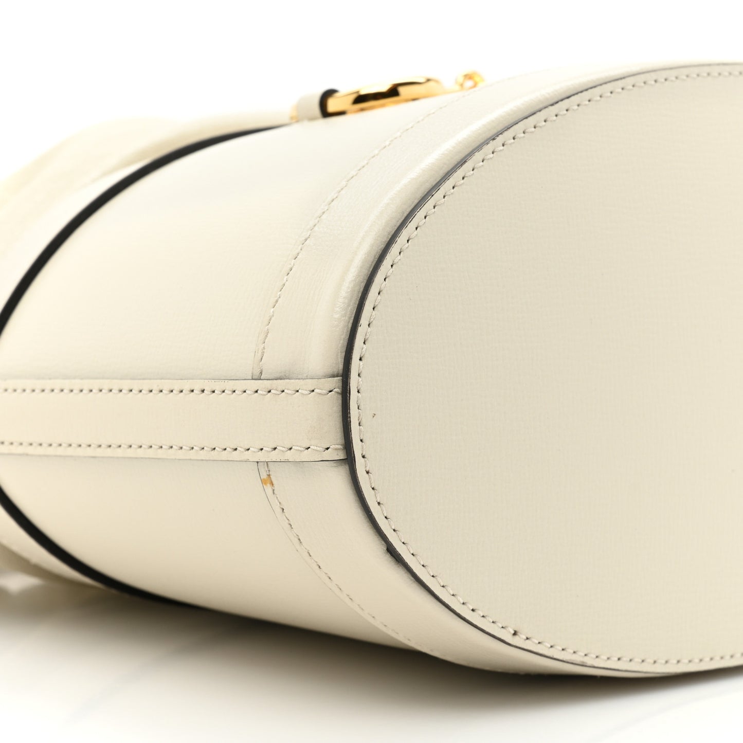 Azalea Sakai Calfskin Horsebit 1955 Drawstring Bucket Bag Mystic White