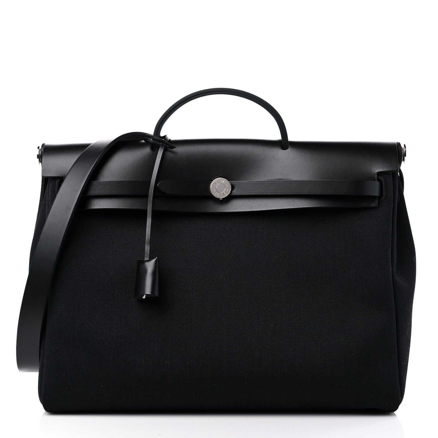 Hermes Military Toile Vache Hunter Herbag Messenger 39 Black 3 of 11