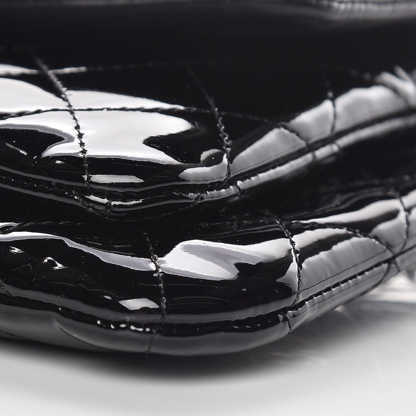 Patent Calfskin Quilted Daily Zip Crossbody Bag Black