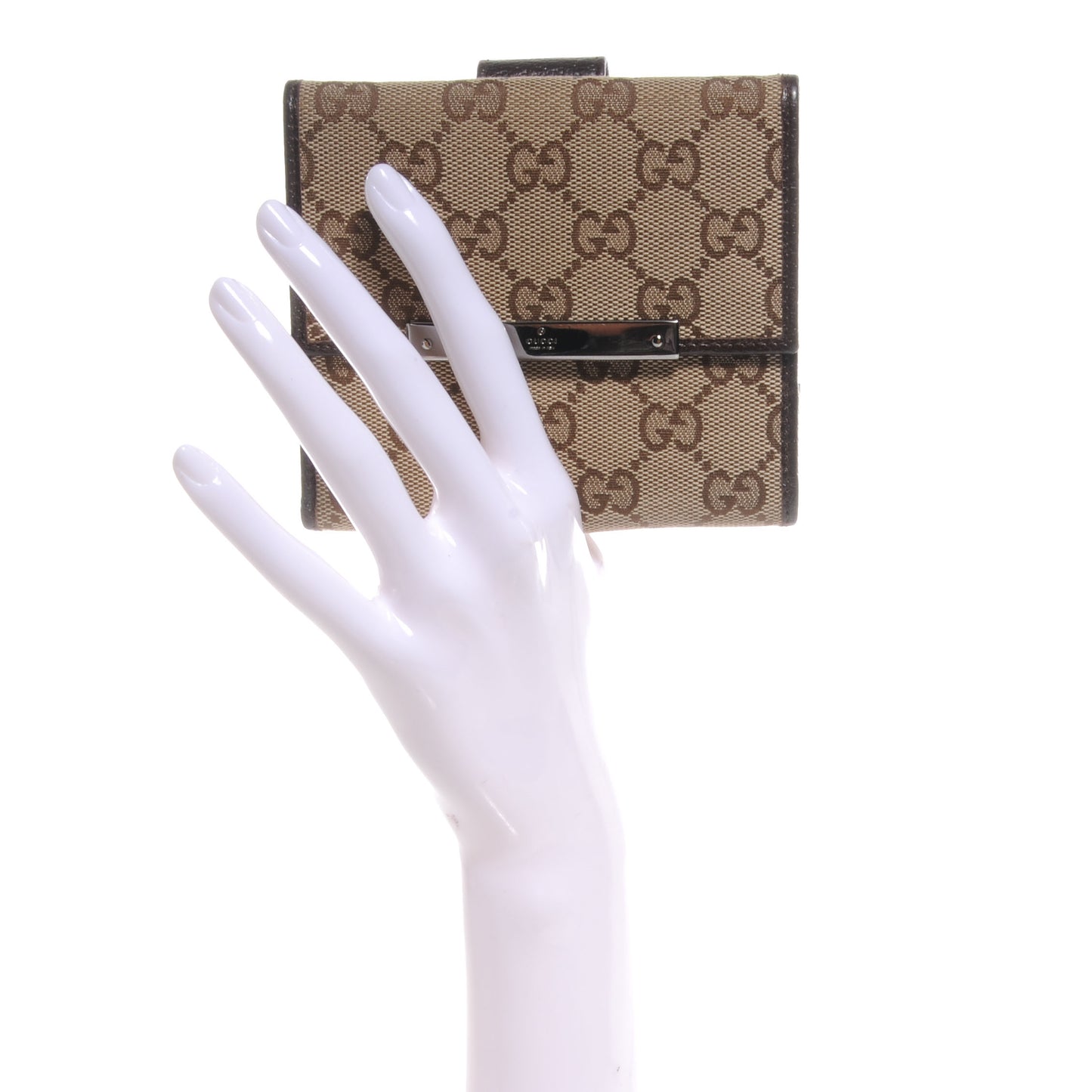 Monogram Metal Bar French Flap Wallet Beige Ebony Cocoa