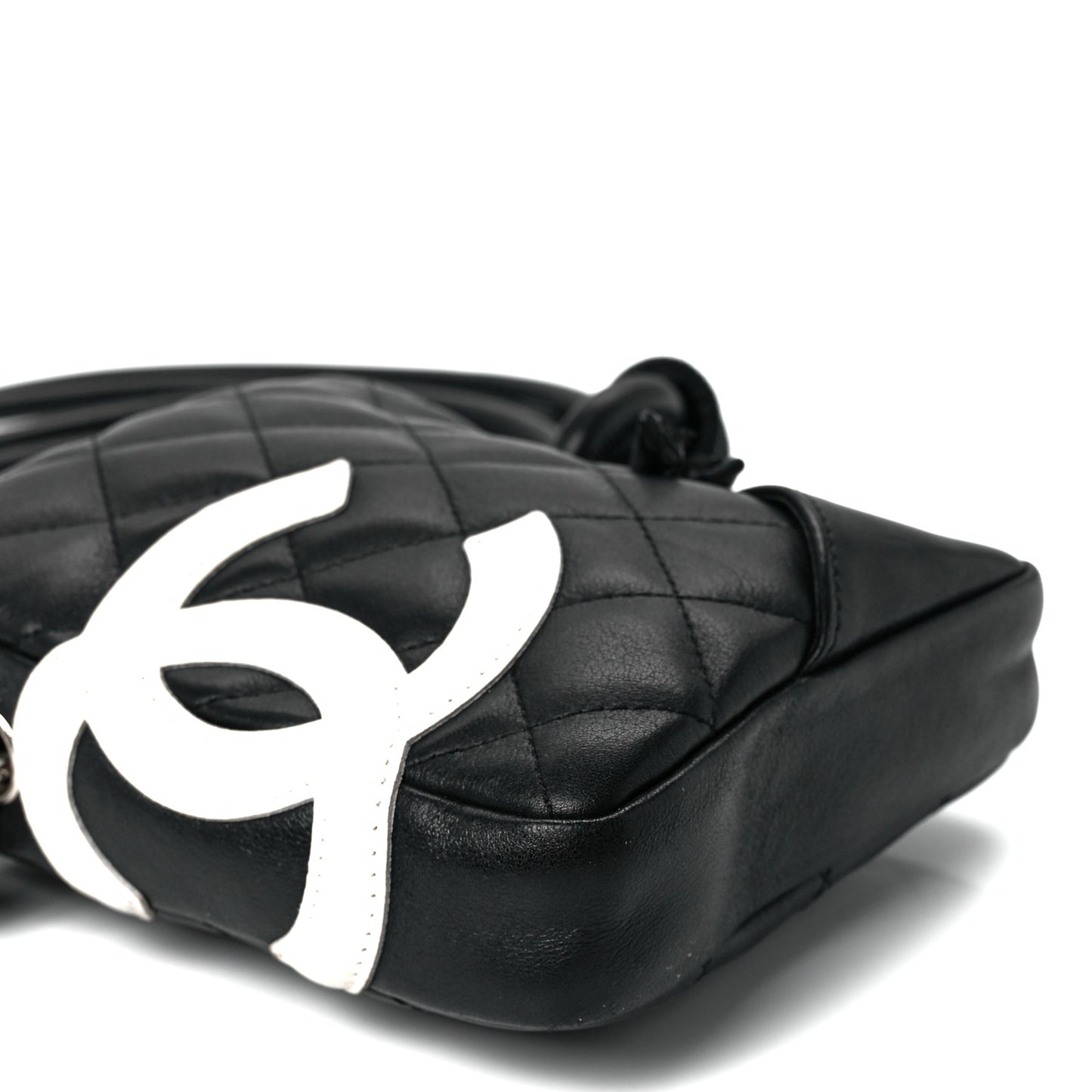 Calfskin Quilted Small Cambon Messenger Black White