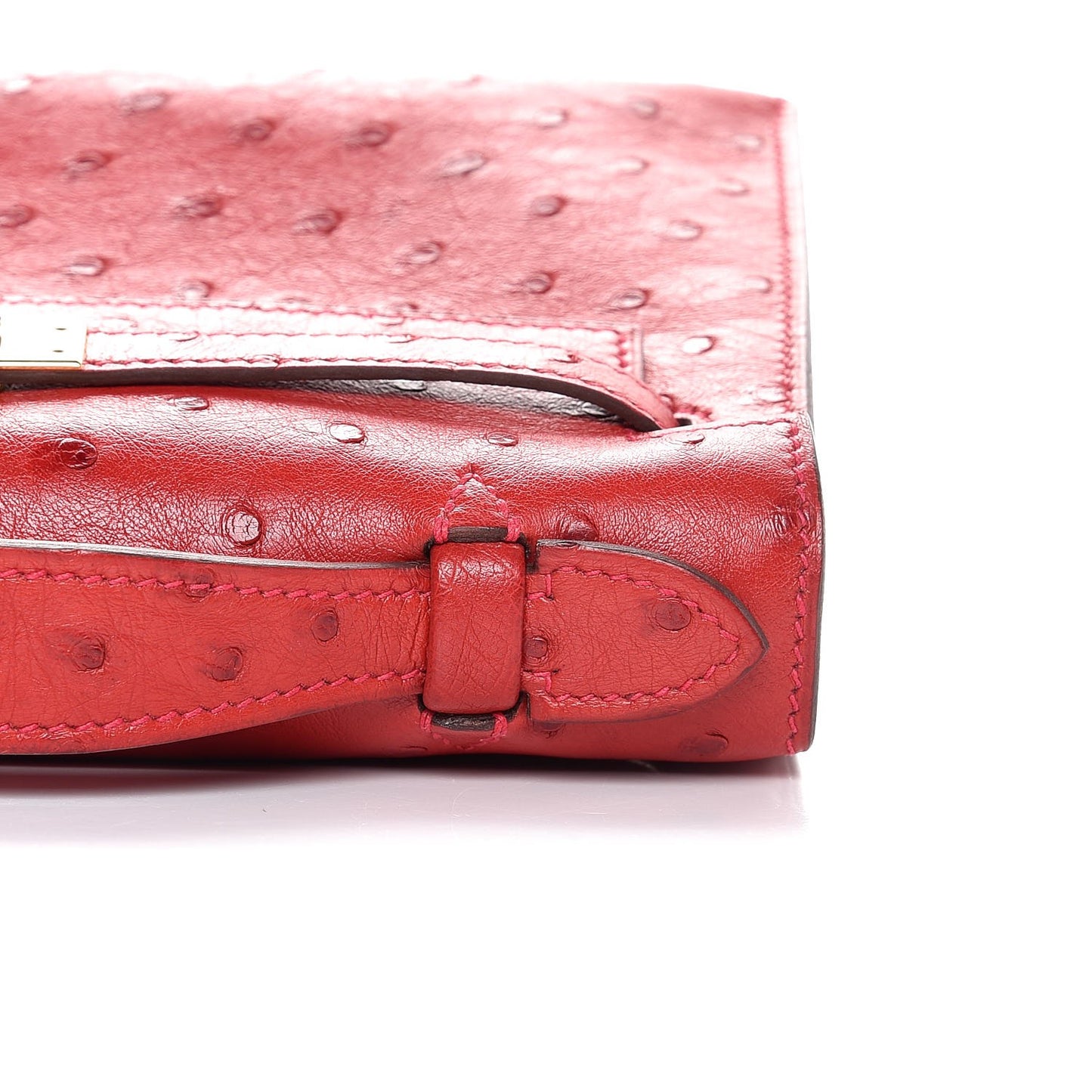 Ostrich Kelly Pochette Rouge Vif