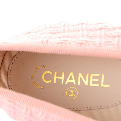 Chanel Tweed Suede Cap Toe Ballerina Flats 36 Pink Black 7 of 8