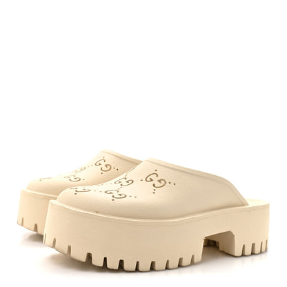 Gucci Rubber Monogram GG Go Through Platform Slide Clogs 38 Mystic White 4 of 11